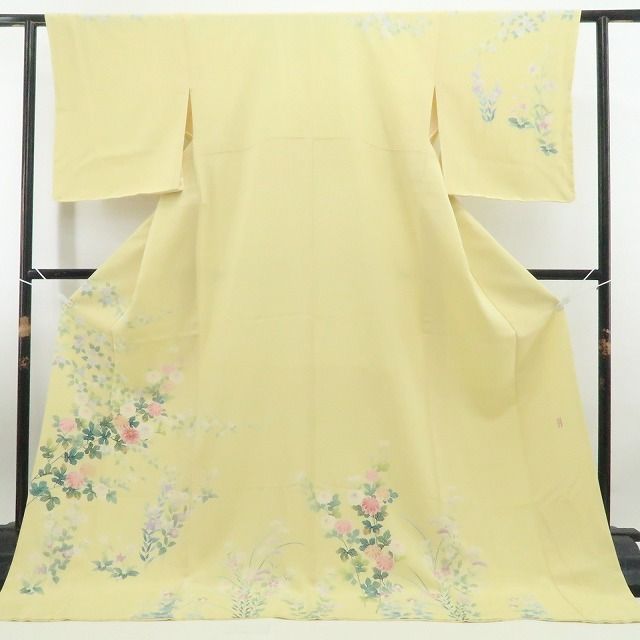 ❁tomihisa❁新品 手描き友禅 落款 着物 正絹“染め美しく花を愛でる