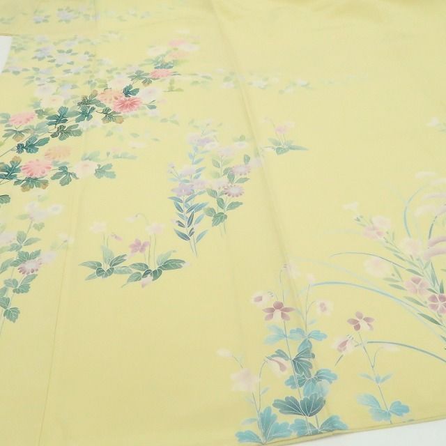 ❁tomihisa❁新品 手描き友禅 落款 着物 正絹“染め美しく花を愛でる