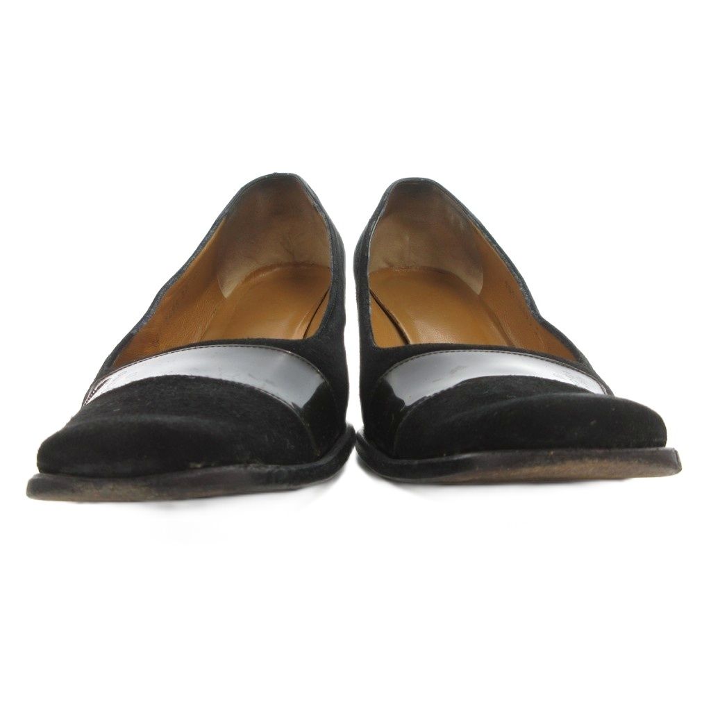 GUCCI ブラック スクエアトゥ パンプス 37 グッチ GUCCI パンプス ヒール スクエアトゥ スエード ロゴ 37 黒