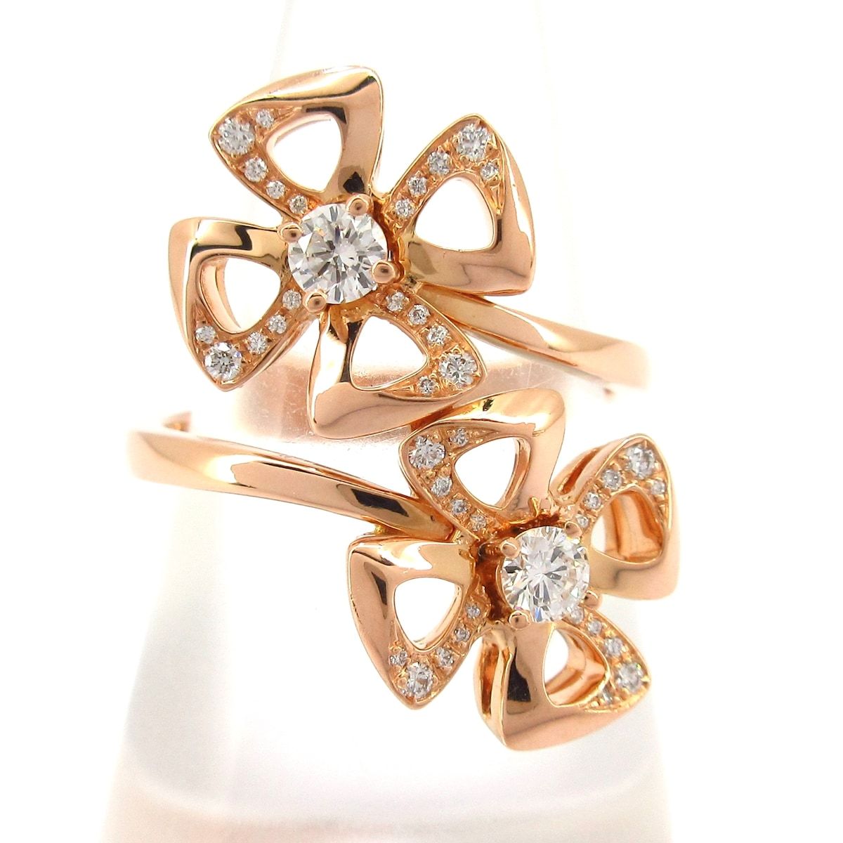 BVLGARI ブルガリ リング 52 フィオレヴァー 357140 K 18 PG×ダイヤモンド フラワー 花 ダイヤ計0.30カラット