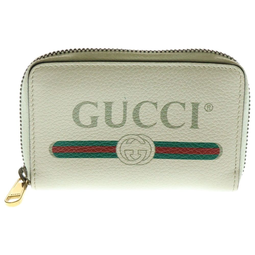 GUCCI ショップ (グッチ) ロゴプリント コンパクト ラウンドジップコインケース ウォレット ホワイト 496319  imgrc0098805037.jpg