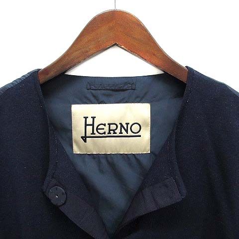 ヘルノ HERNO 切替 カーディガン ジャケット ラメ ネイビー 紺 40