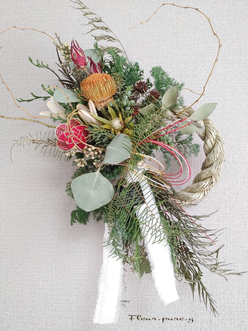 out メロン様 ナチュラル モダン ✧ 2016 カラー しめ縄リース out メロン様 ナチュラル モダン ✧ 2016 カラー しめ縄リース モダン