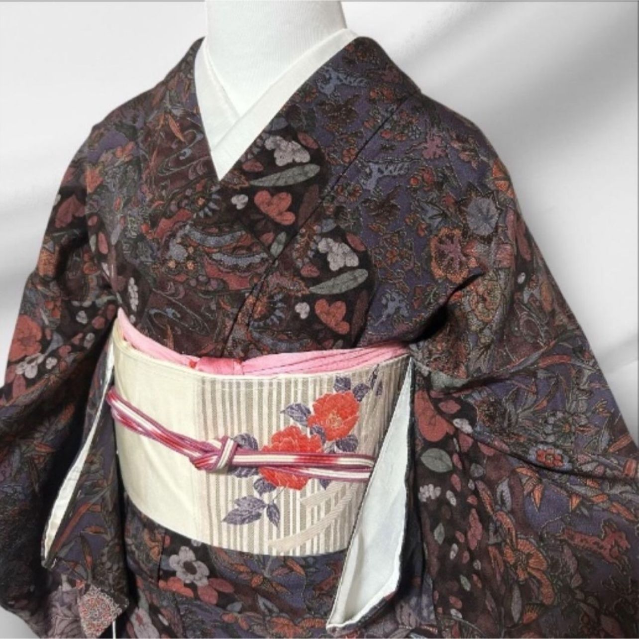 未使用近い　美品　袷　正絹　辻が花　縮緬　小紋　フルセット　西陣唐織名古屋帯 新品 美品 袷 正絹 縮緬 辻が花 小紋 フルセット 西陣名古屋帯 - メルカリ