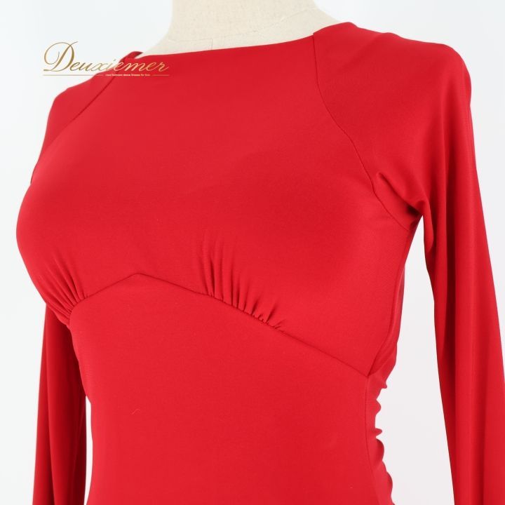 社交ダンス 衣装 ワンピース ドレス 赤 無地 クリエイトサン Create