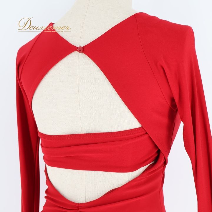 社交ダンス 衣装 ワンピース ドレス 赤 無地 クリエイトサン Create