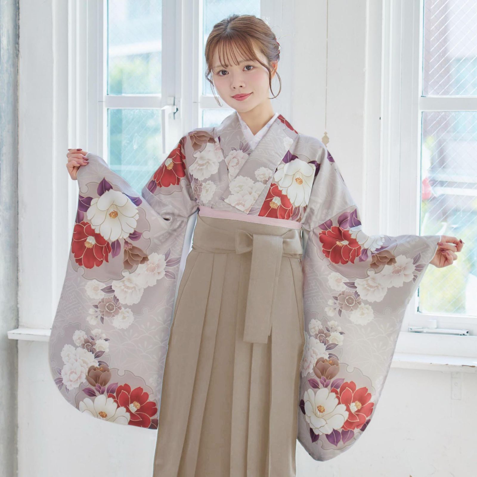 袴4点セット 卒業式 小学生 大学生 はかま 袴セット レディース A 7 BK MC