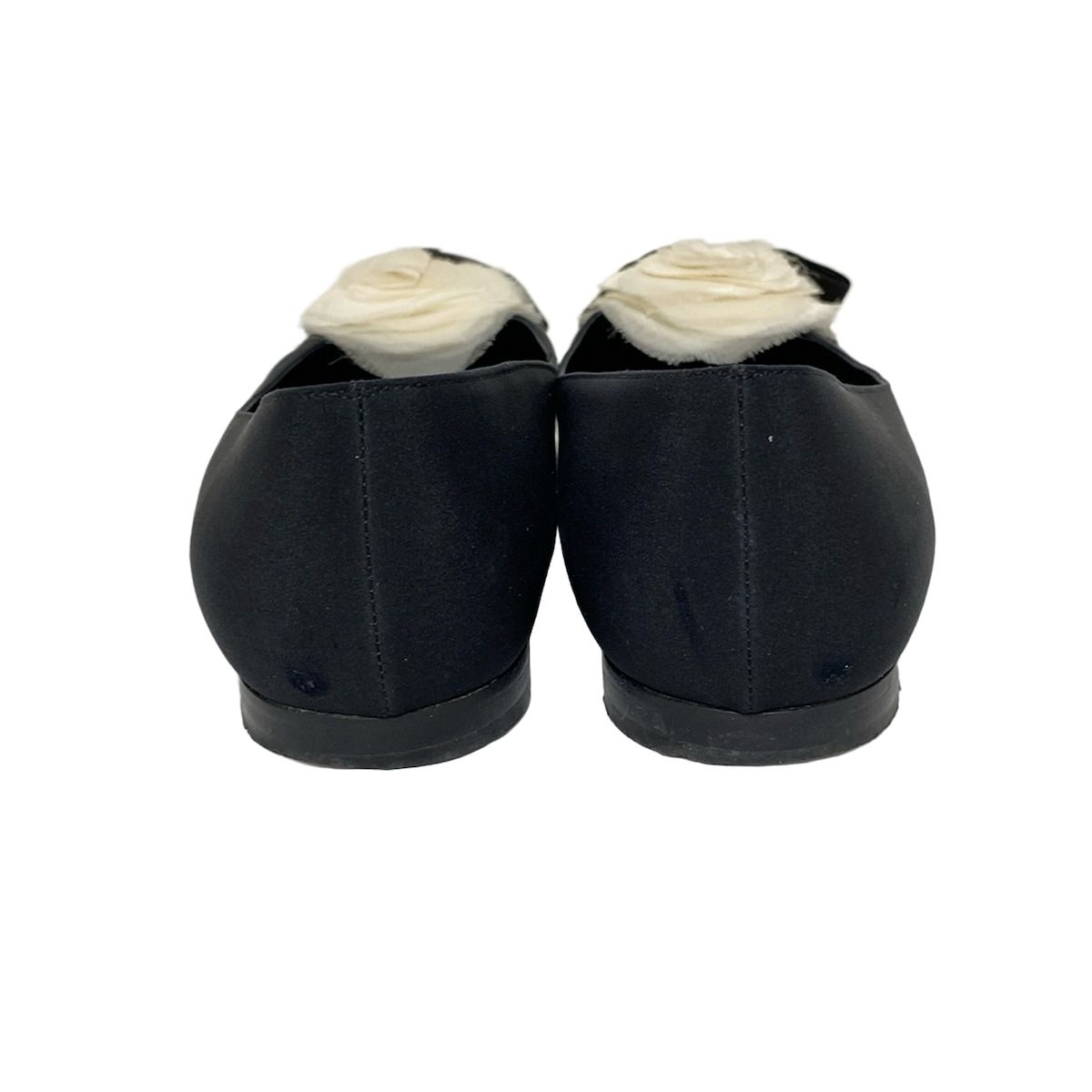 CHANEL(シャネル) フラットシューズ 36 C レディース - 黒×白 カメリア