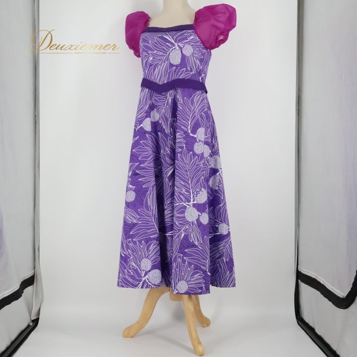 フラダンス 衣装 ワンピース ドレス パープル系 アロハスタンダード