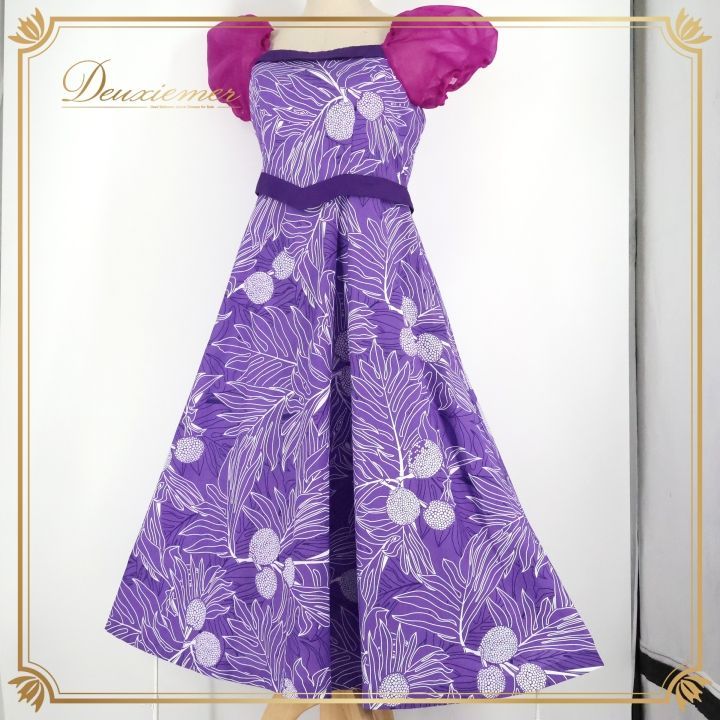 フラダンス 衣装 ワンピース ドレス パープル系 アロハスタンダード