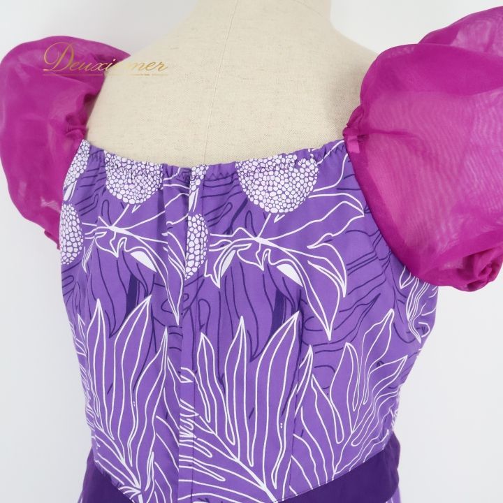 フラダンス 衣装 ワンピース ドレス パープル系 アロハスタンダード