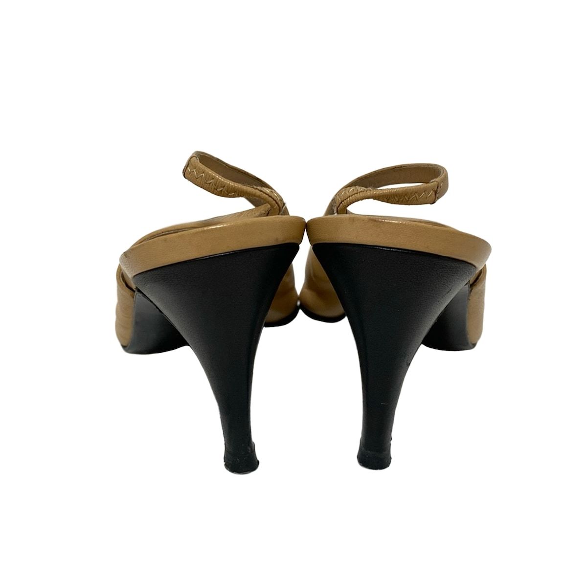 CHANEL(シャネル) サンダル 36 C レディース - ベージュ×黒 レザー