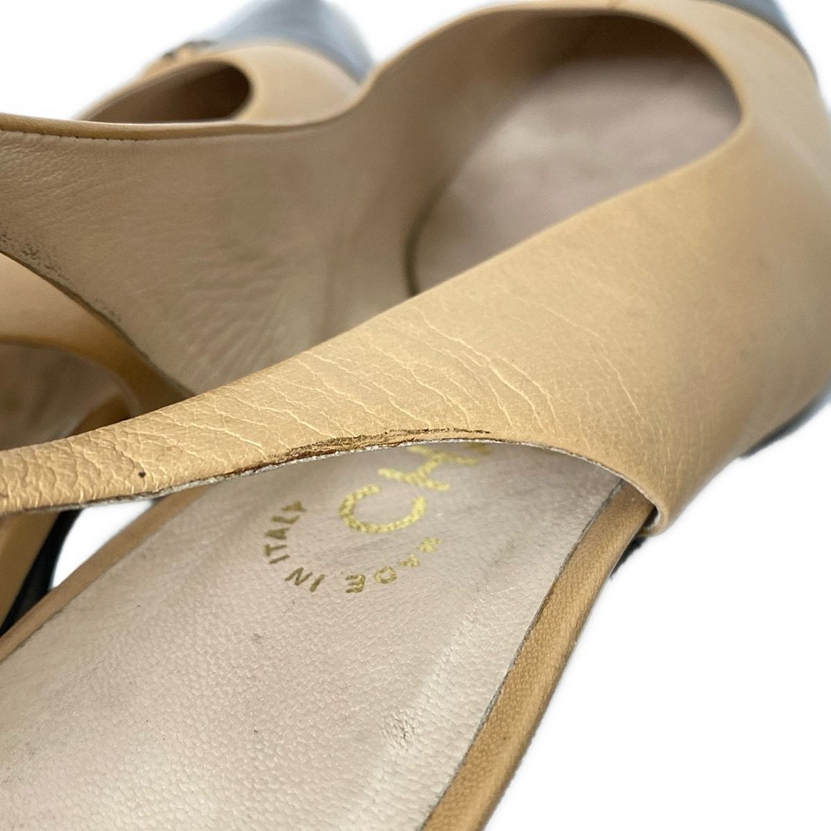 CHANEL シャネル サンダル 36 C レディース ベージュ 黒 レザー リピーター多 サンダル 