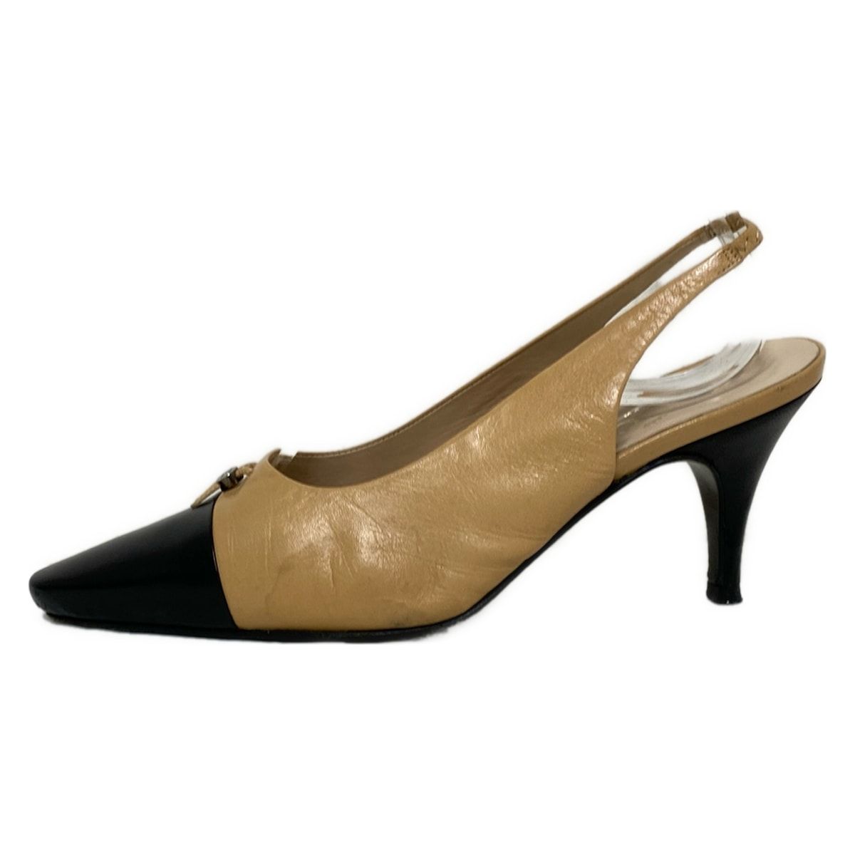 CHANEL(シャネル) サンダル 36 C レディース - ベージュ×黒 レザー