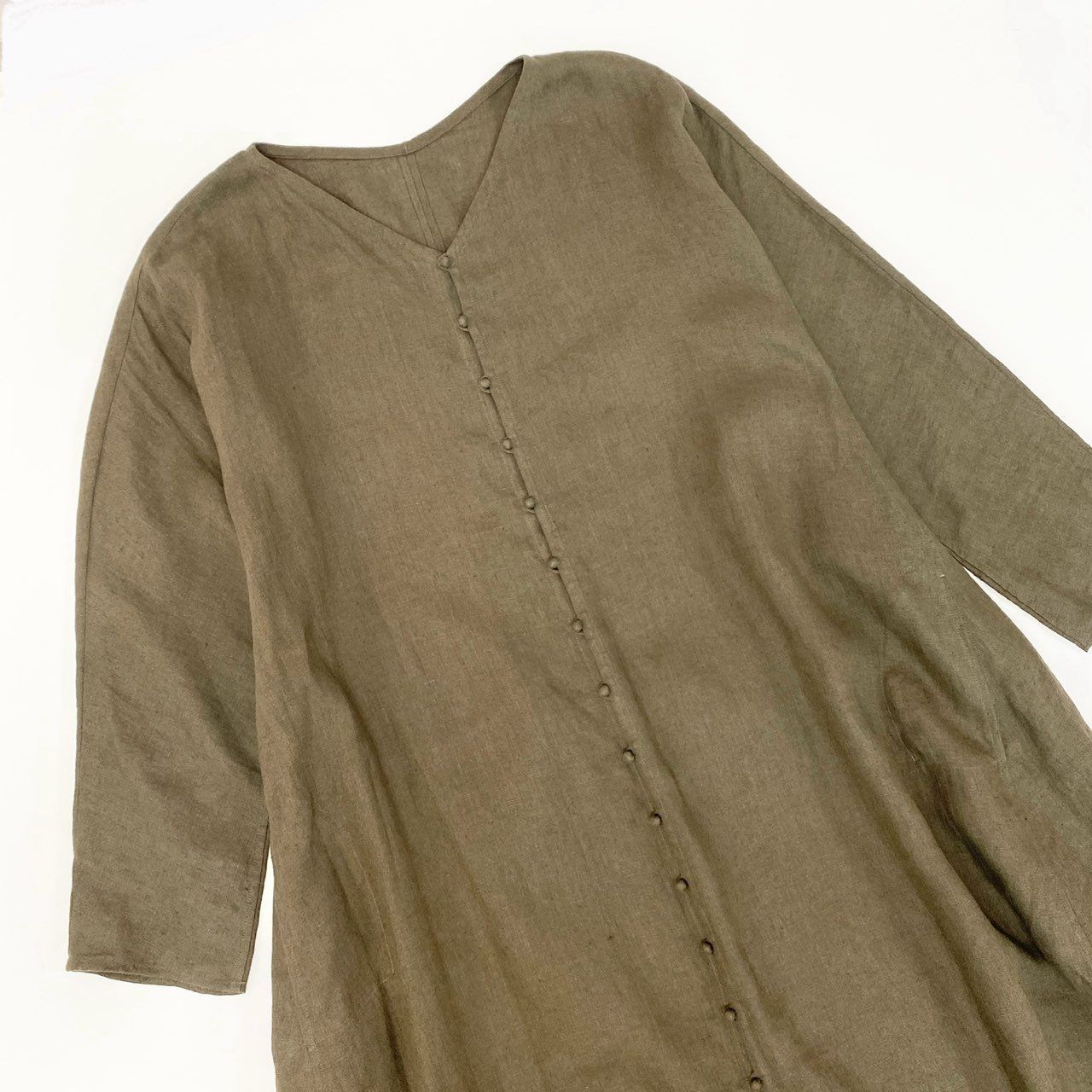 28k29【美品】JURGEN LEHL ヨーガンレール 長袖リネンワンピース