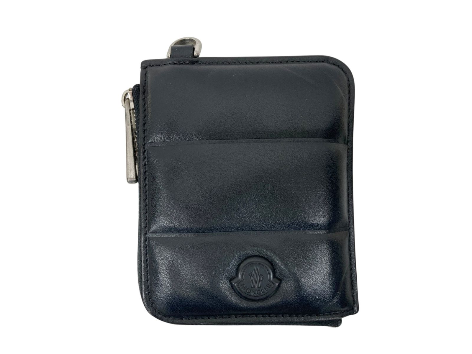 MONCLER モンクレール FLAT WALLET SMALL レザー フラットウォレット スモール コンパクトウォレット ミニ財布 カードケース ブラック ウィメンズ 028