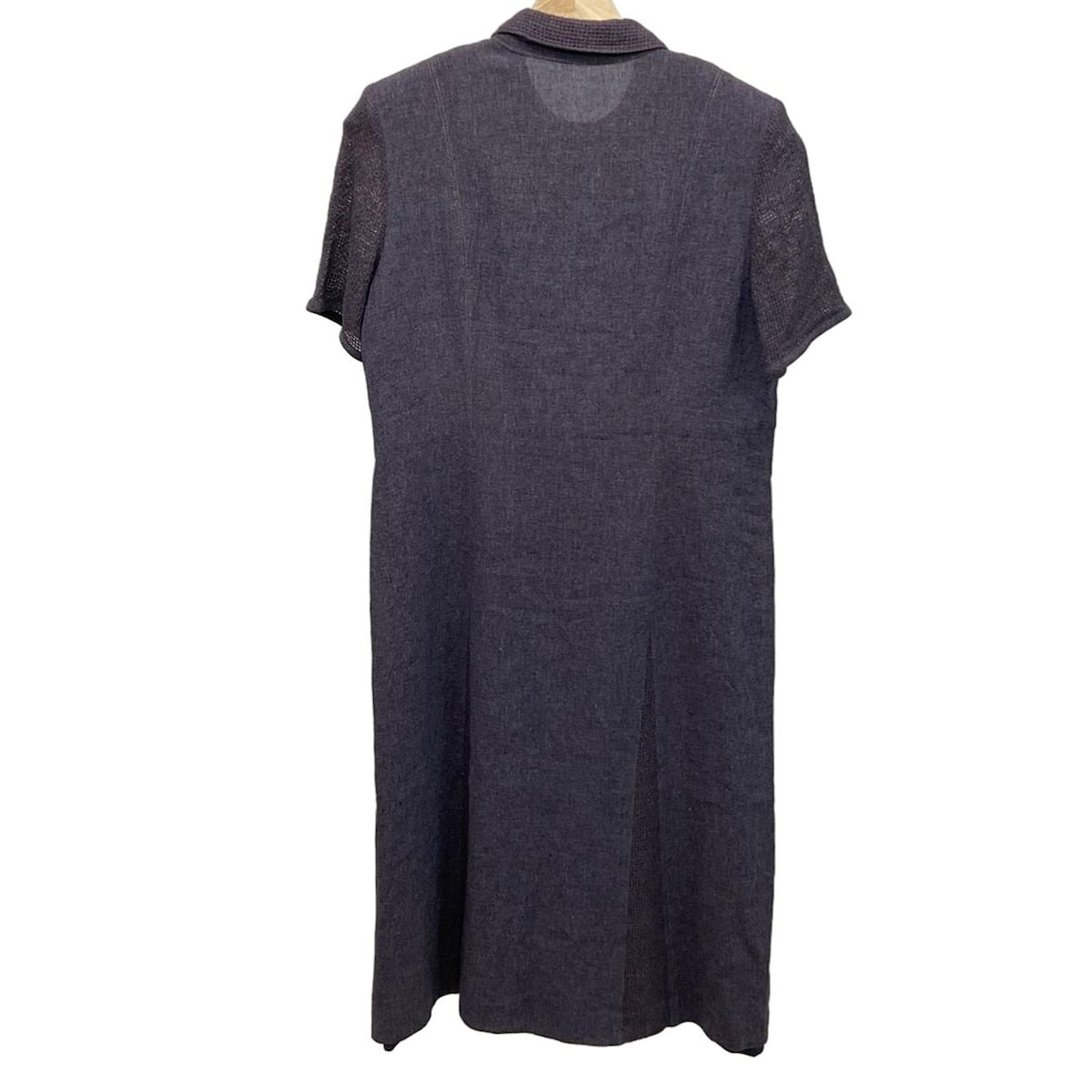 Leilian レリアン ワンピース サイズ11 M レディース パープル レギュラー 半袖 ロング メッシュ シャツワンピ