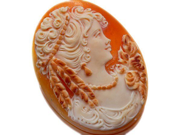 ジュエリー極】SF作 美しい装飾品の女性像 アンティークシェルカメオ