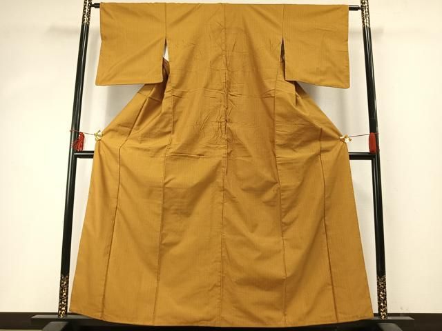 平和屋着物 山下八百子 本場黄八丈 市松綾織 紬 正絹 fy