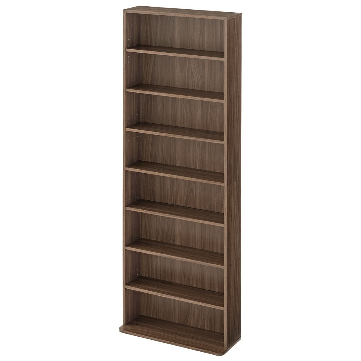 ぼん家具 本棚 幅60 1 奥行22 6 高さ179 9 cm 8段 収納 コミックラック スリム 大容量 可動棚 ウォールナット