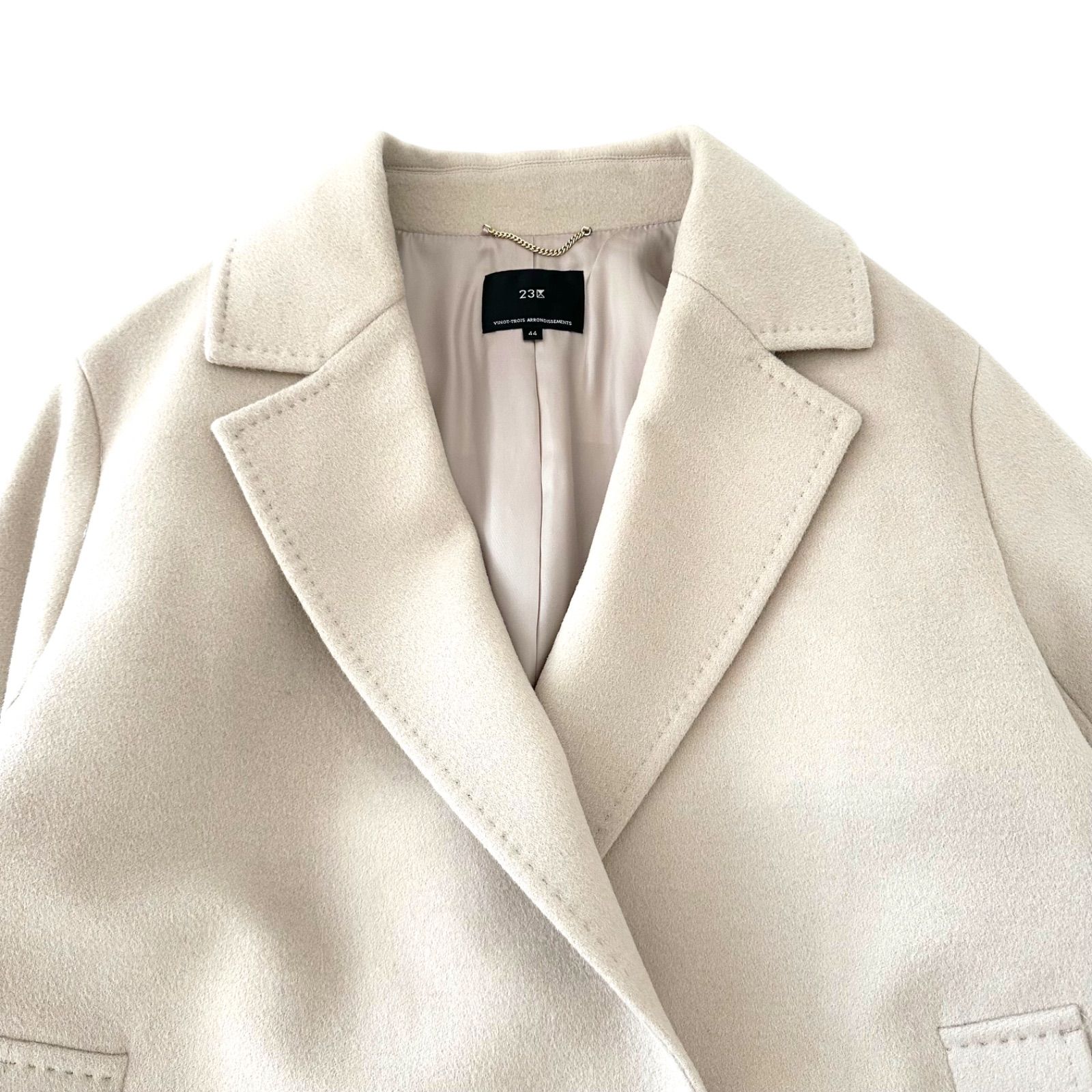 未使用級 23区 ウールアンゴラビーバーチェスターコート ベージュ