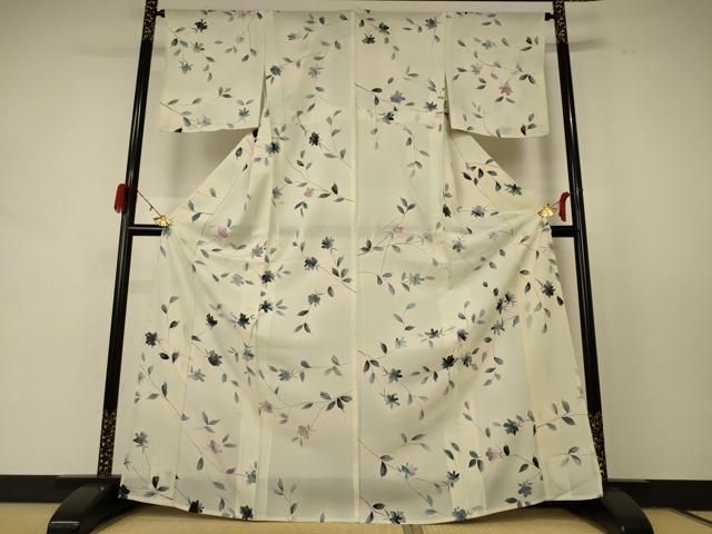 平和屋着物 夏物 小紋 絽 草花文 暈し染め 正絹 jd