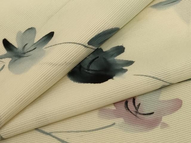 平和屋着物 夏物 小紋 絽 草花文 暈し染め 正絹 jd