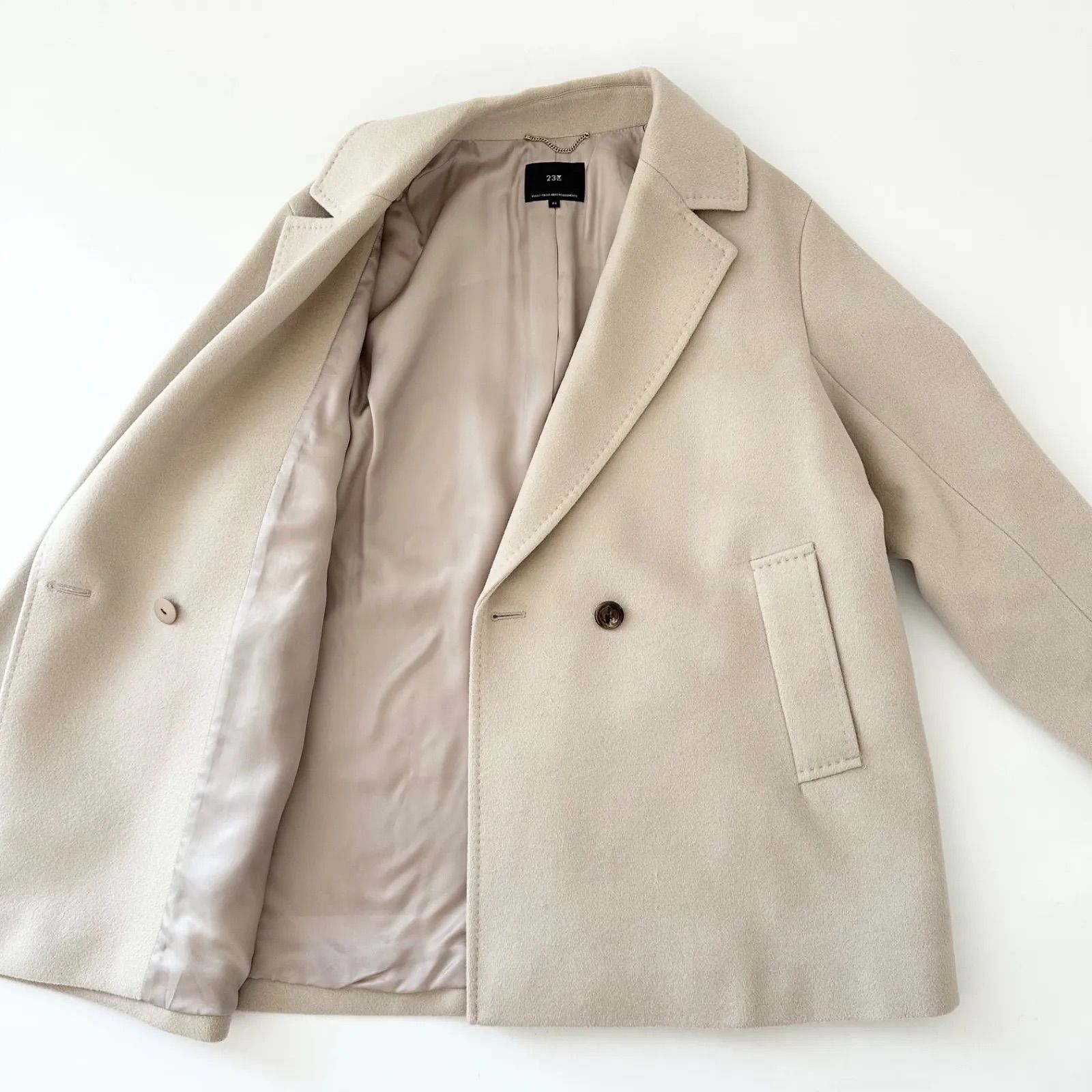 未使用級 23区 ウールアンゴラビーバーチェスターコート ベージュ