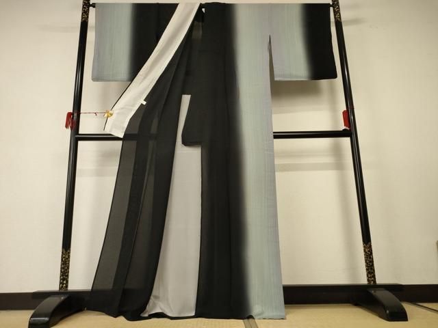 平和屋着物 夏物 訪問着 絽 縞 暈し染め 正絹 jd