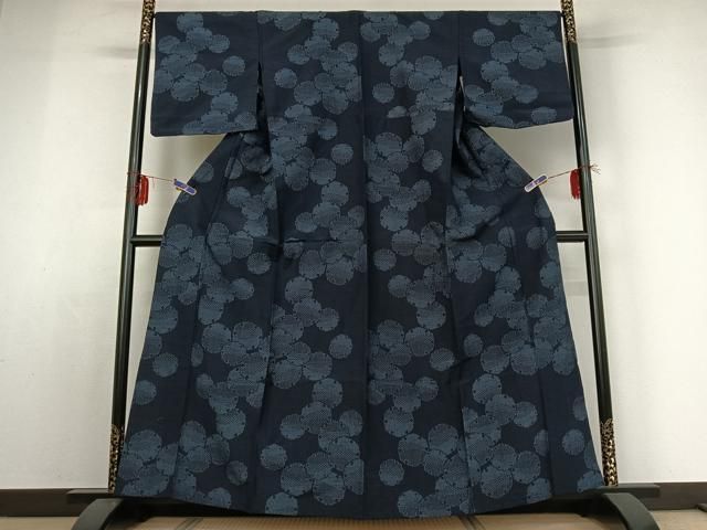 平和屋着物 上質な紬 単衣 雪輪文 正絹 jh