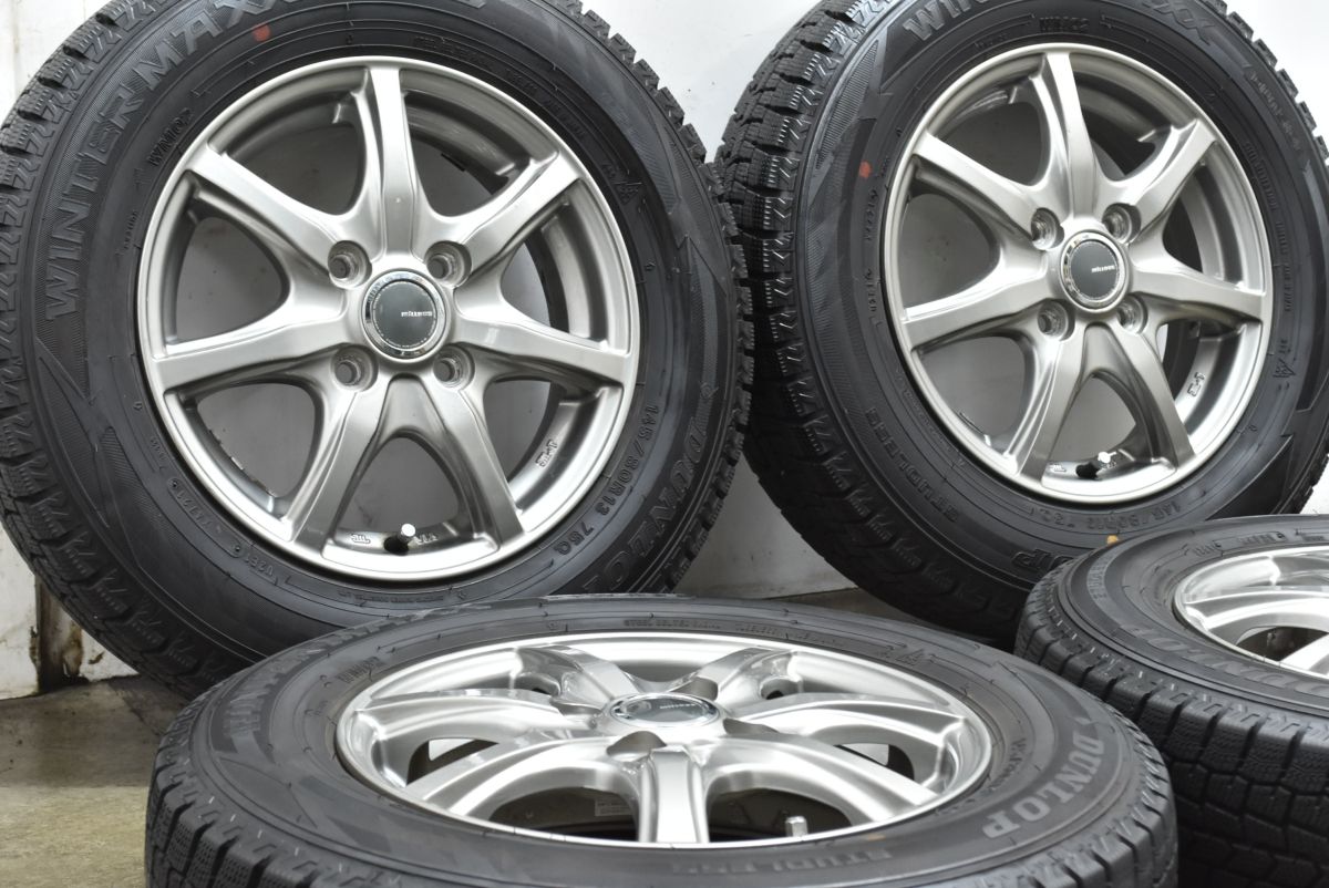 バリ溝 ミルアス 13 in 4 0 B 42 PCD 100 ウィンターマックスWM 02 145 80 R N BOX WGN VAN モコ ワゴンR アルト タント ムーヴ ミラ