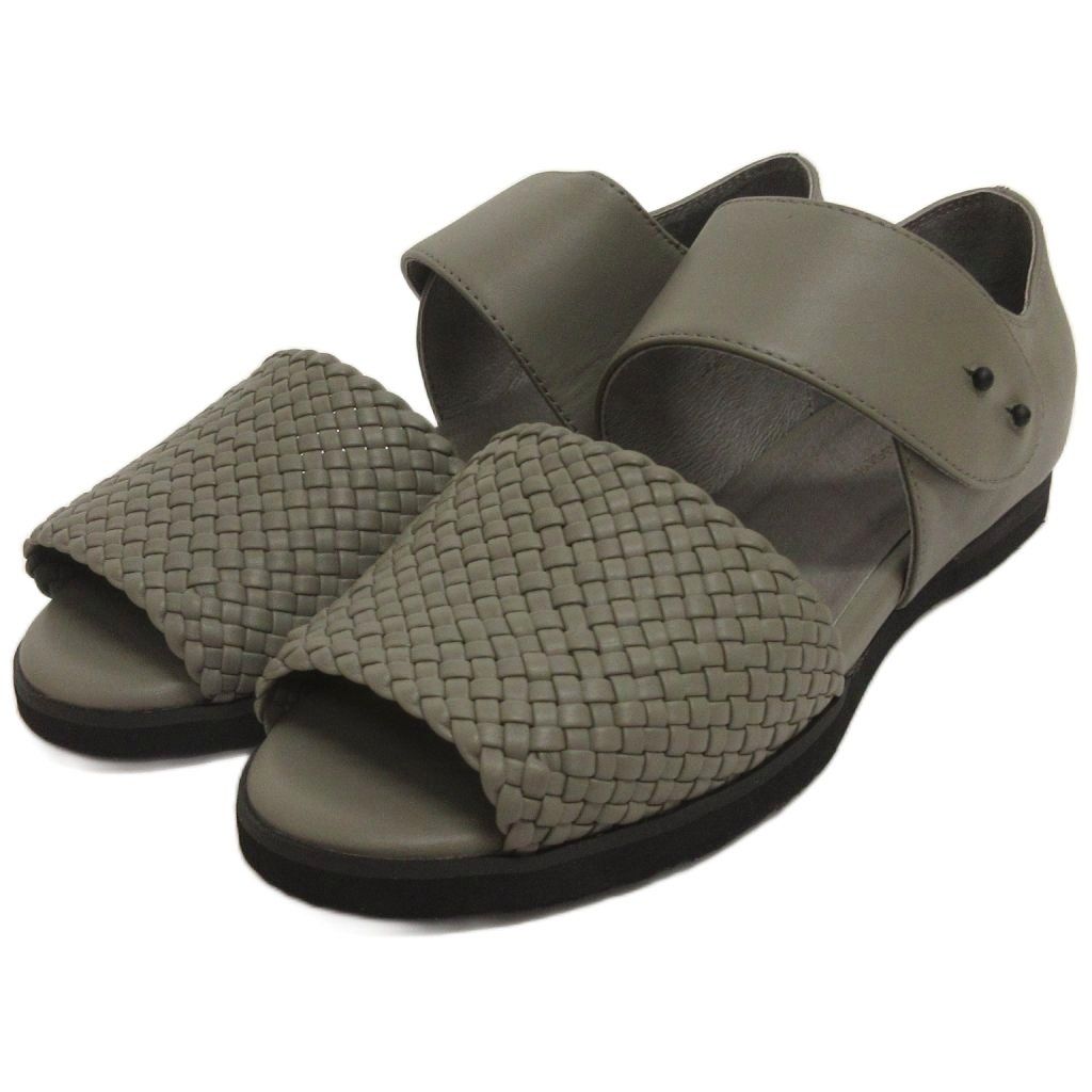 ヨーガンレール JURGEN LEHL メッシュ レザー ストラップ サンダル フラット グレー系 24