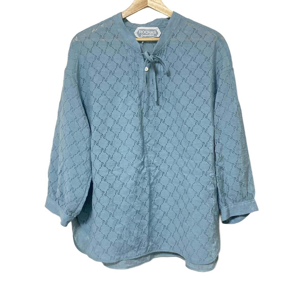 ROCHAS ロシャス チュニック サイズ13 S レディース ライトブルー 長袖 シースルー