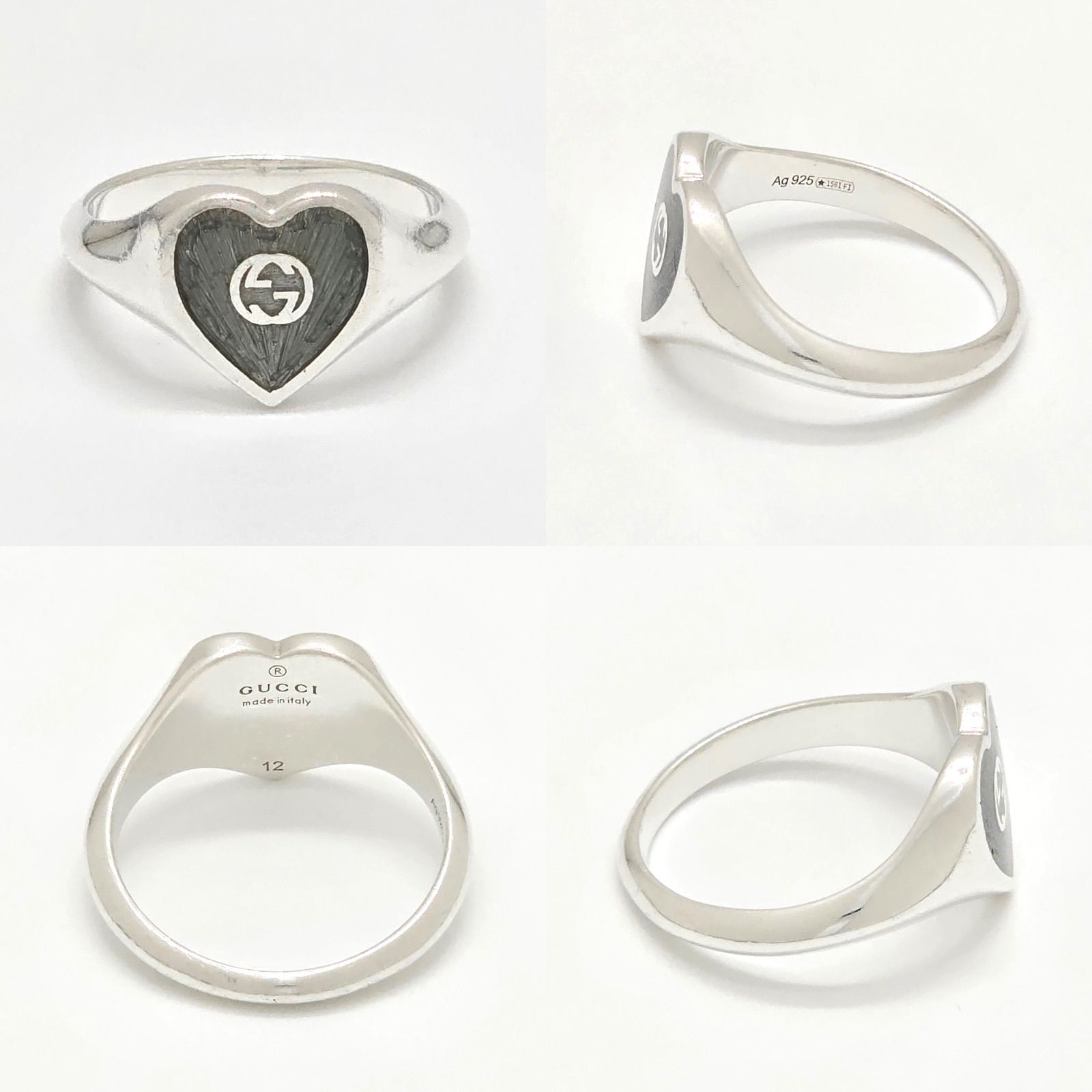 GUCCI グッチ 645544 インターロッキングG ハート付き リング 12 約11