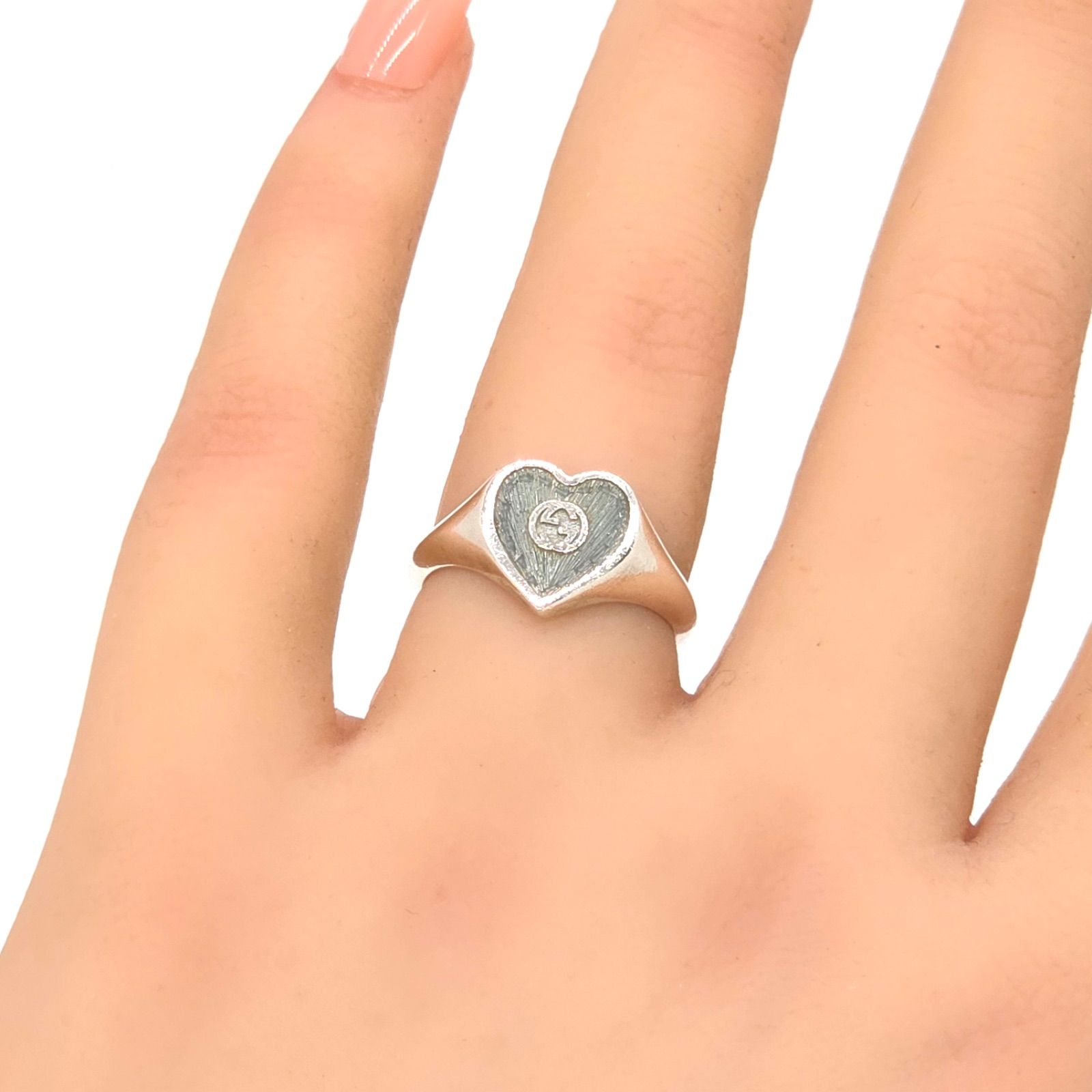 GUCCI グッチ 645544 インターロッキングG ハート付き リング 12 約11