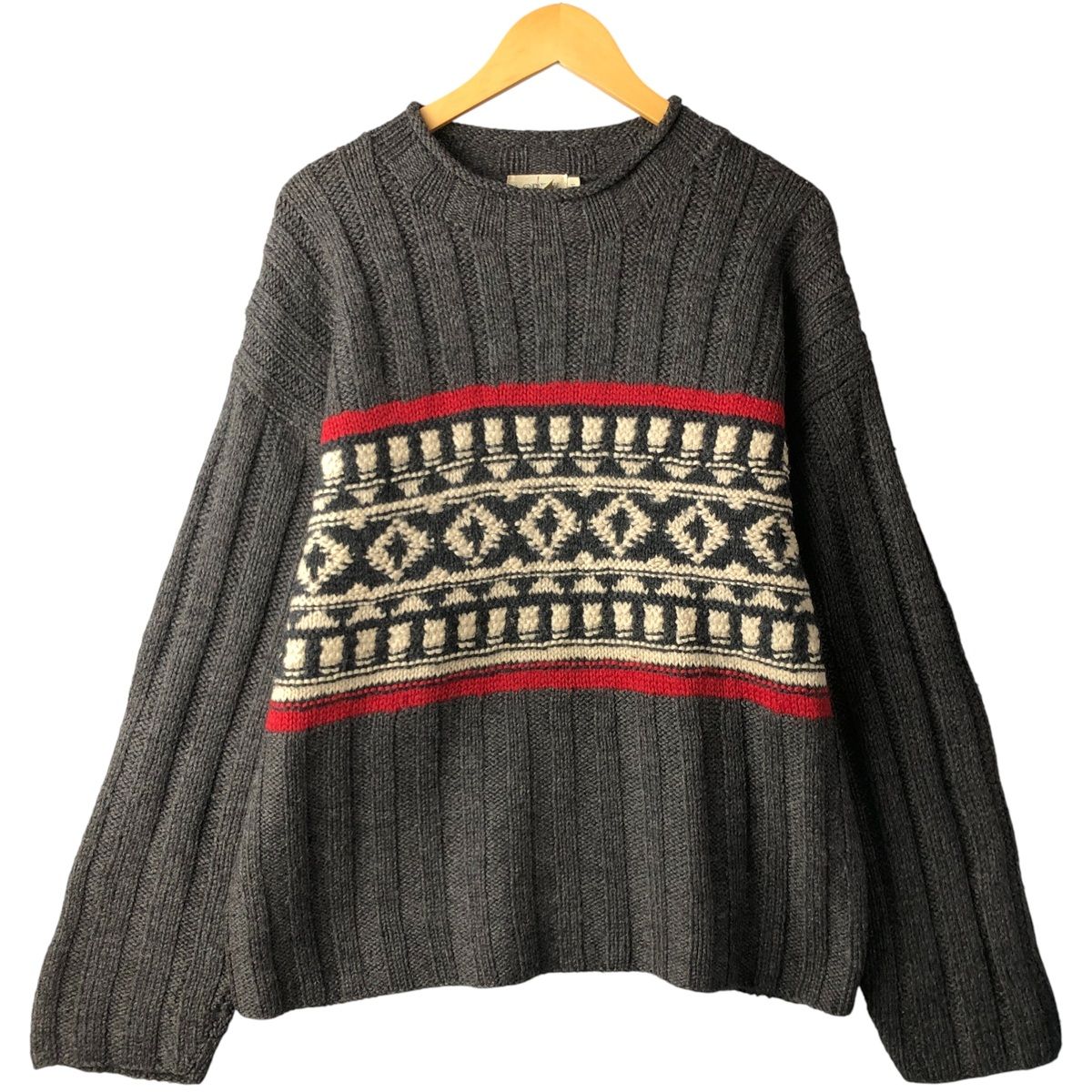 古着 90年代 ジェイクルー J.Crew 総柄 ロールネック ノルディック 