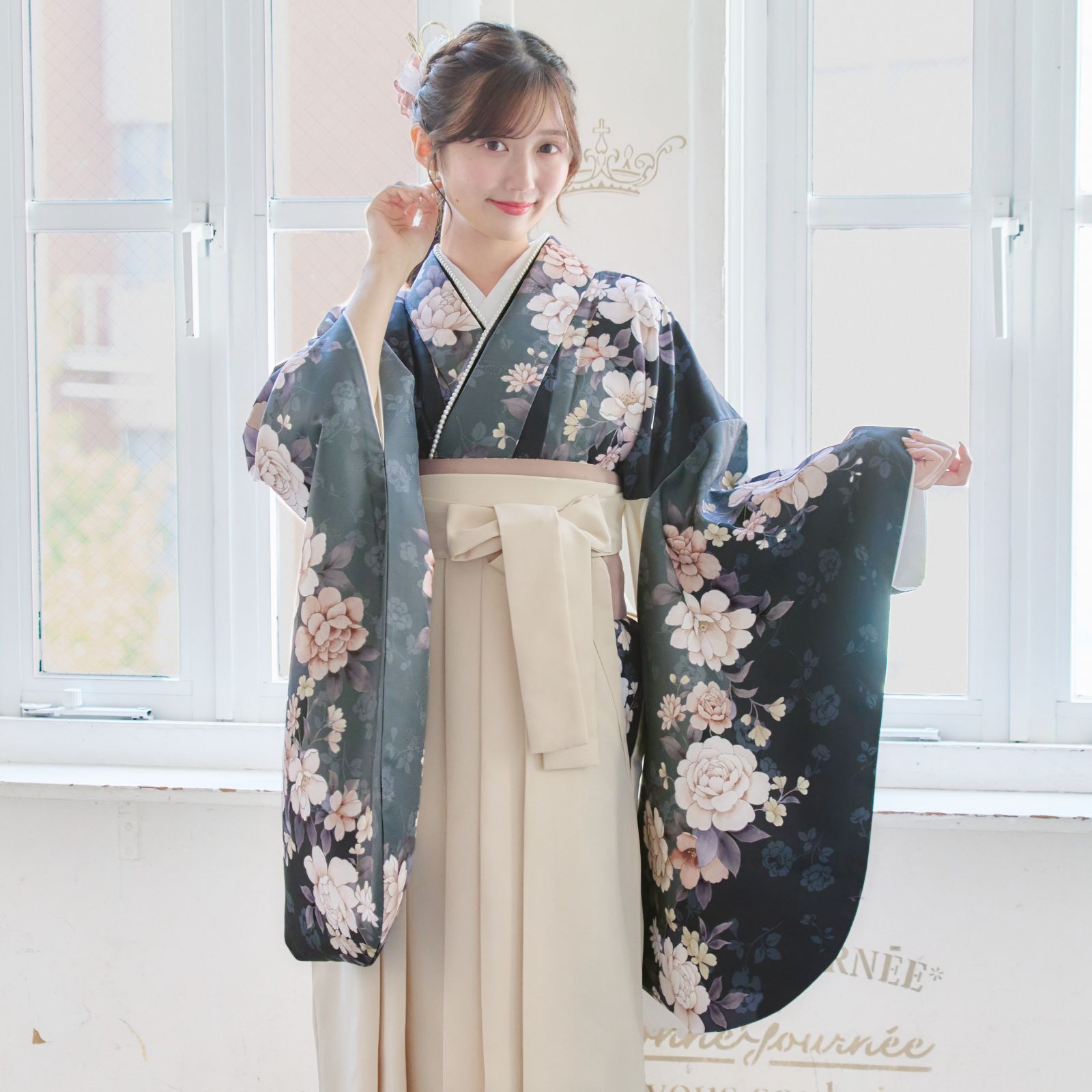 袴4点セット 卒業式 小学生 大学生 はかま 袴セット レディース B 1 IV