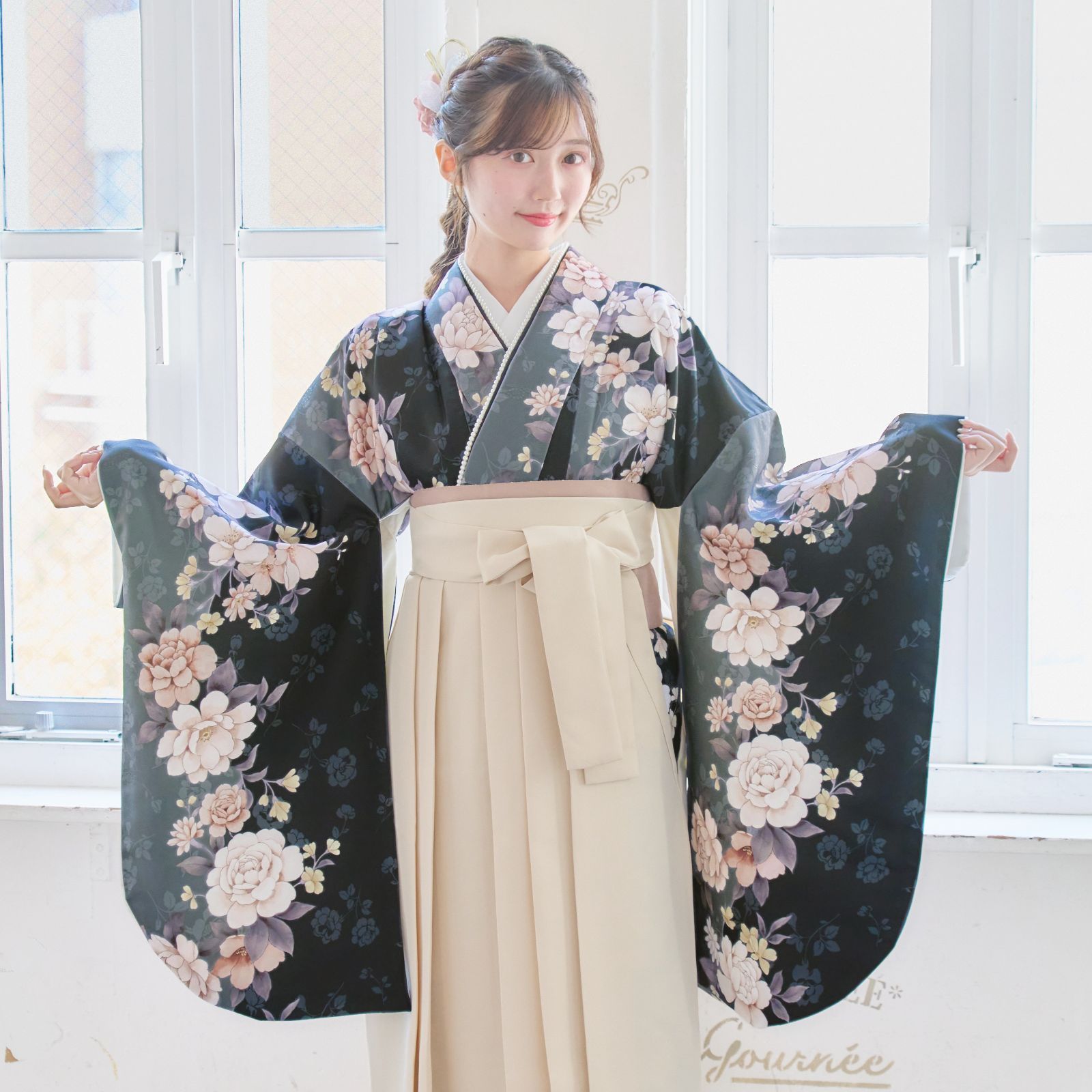 袴4点セット 卒業式 小学生 大学生 はかま 袴セット レディース B 1 IV