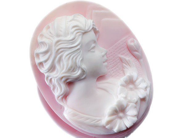 ジュエリー極】作家品 サイン刻印有 花と儚げな女性 コンクシェル