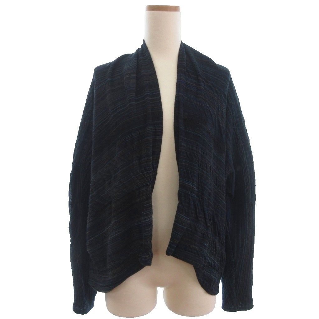 ヨーガンレール JURGEN LEHL カーディガン ノイズボーダー 黒 ブラック 青 ブルー系 M