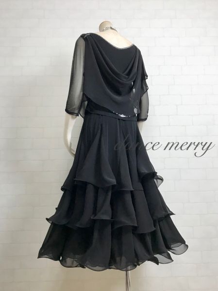 MERRY】新品 社交ダンス ツーピース 黒 セットアップ パーティ