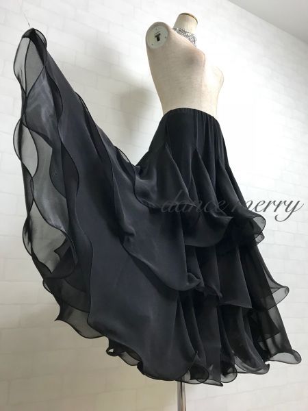 MERRY】新品 社交ダンス ツーピース 黒 セットアップ パーティ