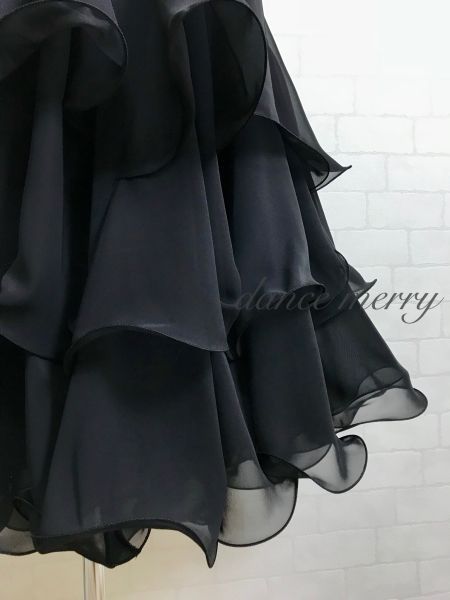 MERRY】新品 社交ダンス ツーピース 黒 セットアップ パーティ