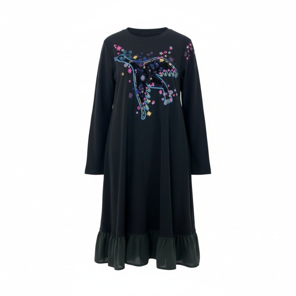 未使用 タグ付き TOKUKO 1er Vol ロングワンピース リボン 刺繍 28k29《美品》 TOKUKO 1er VOL トクコプルミエヴォル 長袖 ロング