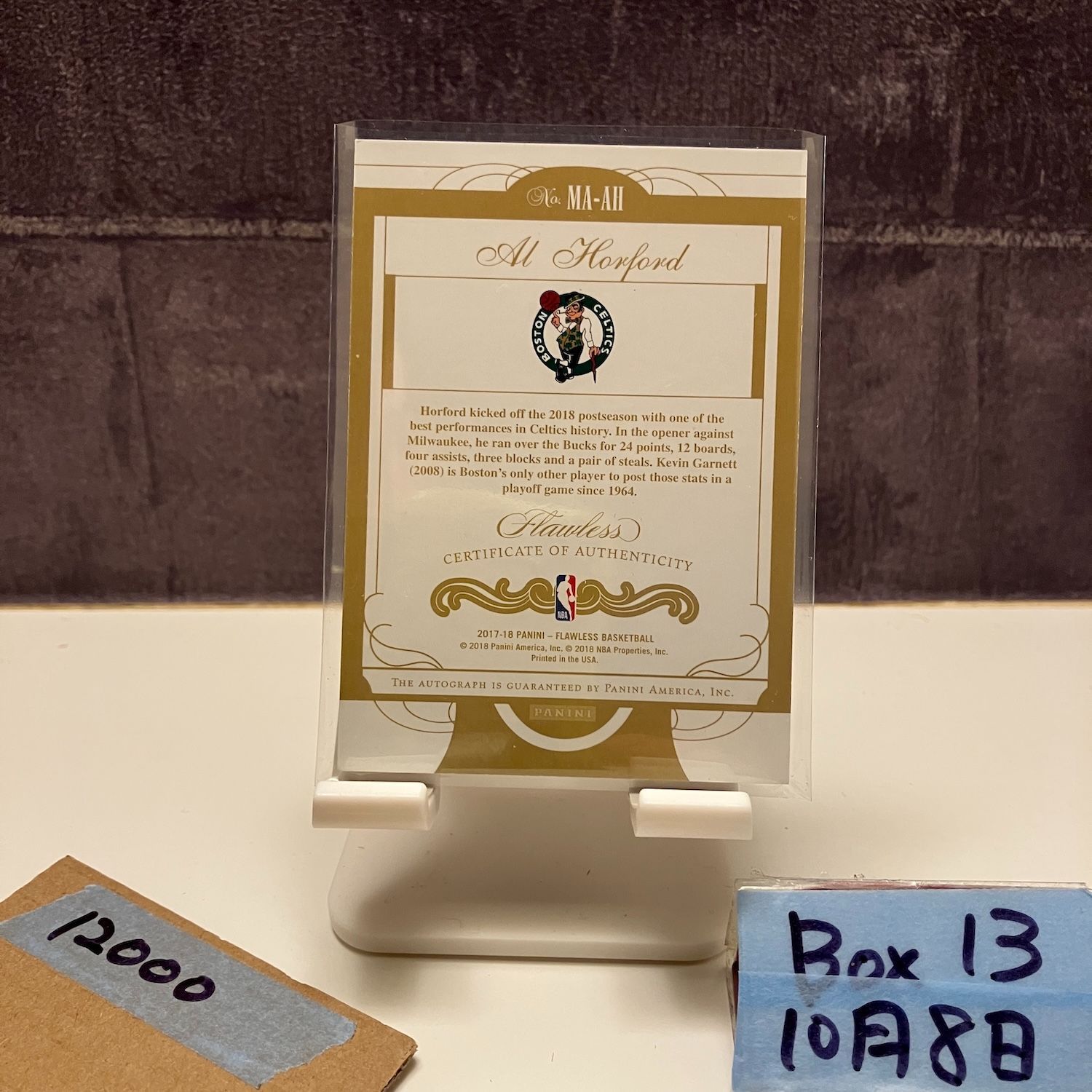 2017-18 Panini Flawless Al Horford 07 25 直筆サインカード Boston Celtics Momentous カード