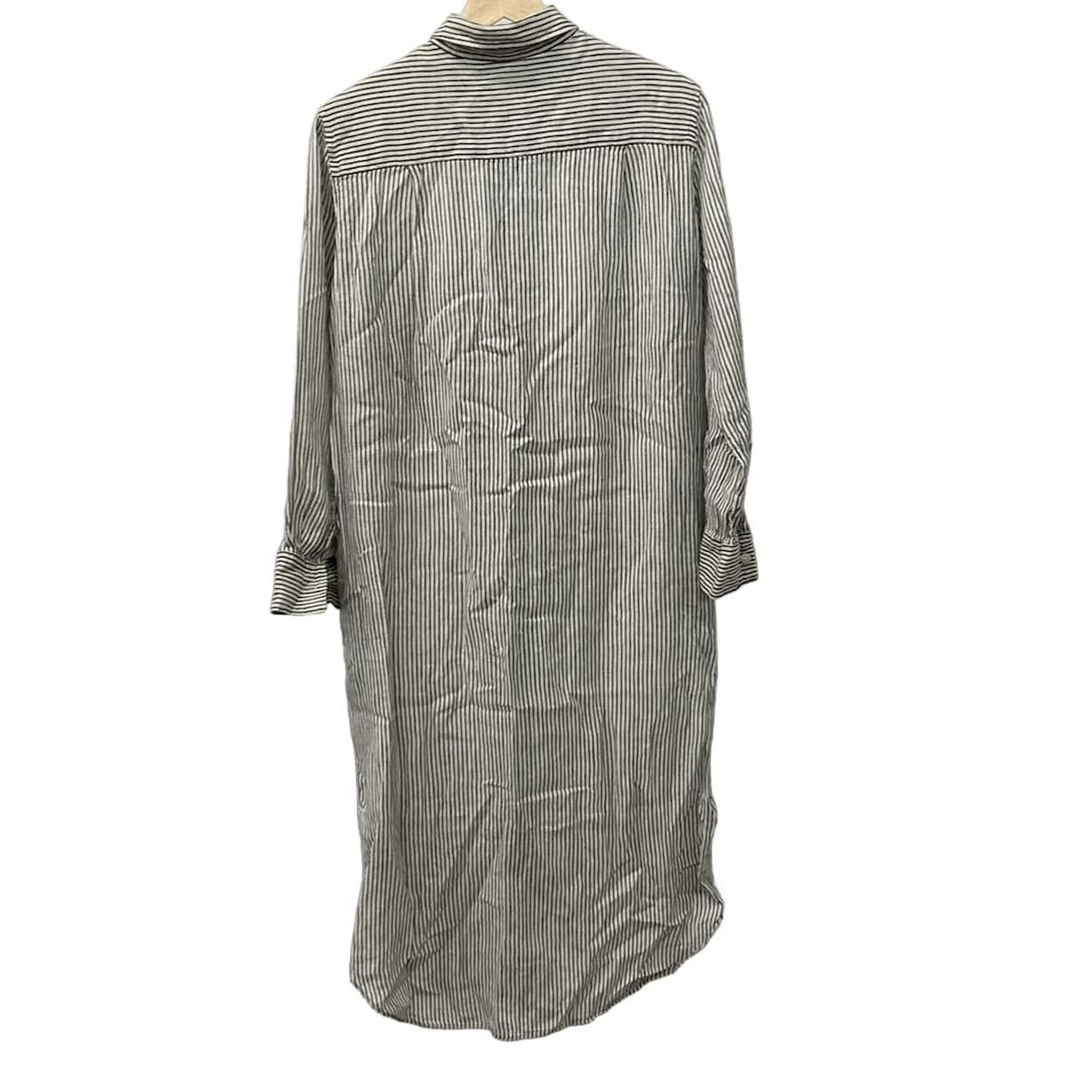 Plage プラージュ ワンピース サイズ36 S レディース 白 黒 レギュラー 長袖 ロング ストライプ シャツワンピ