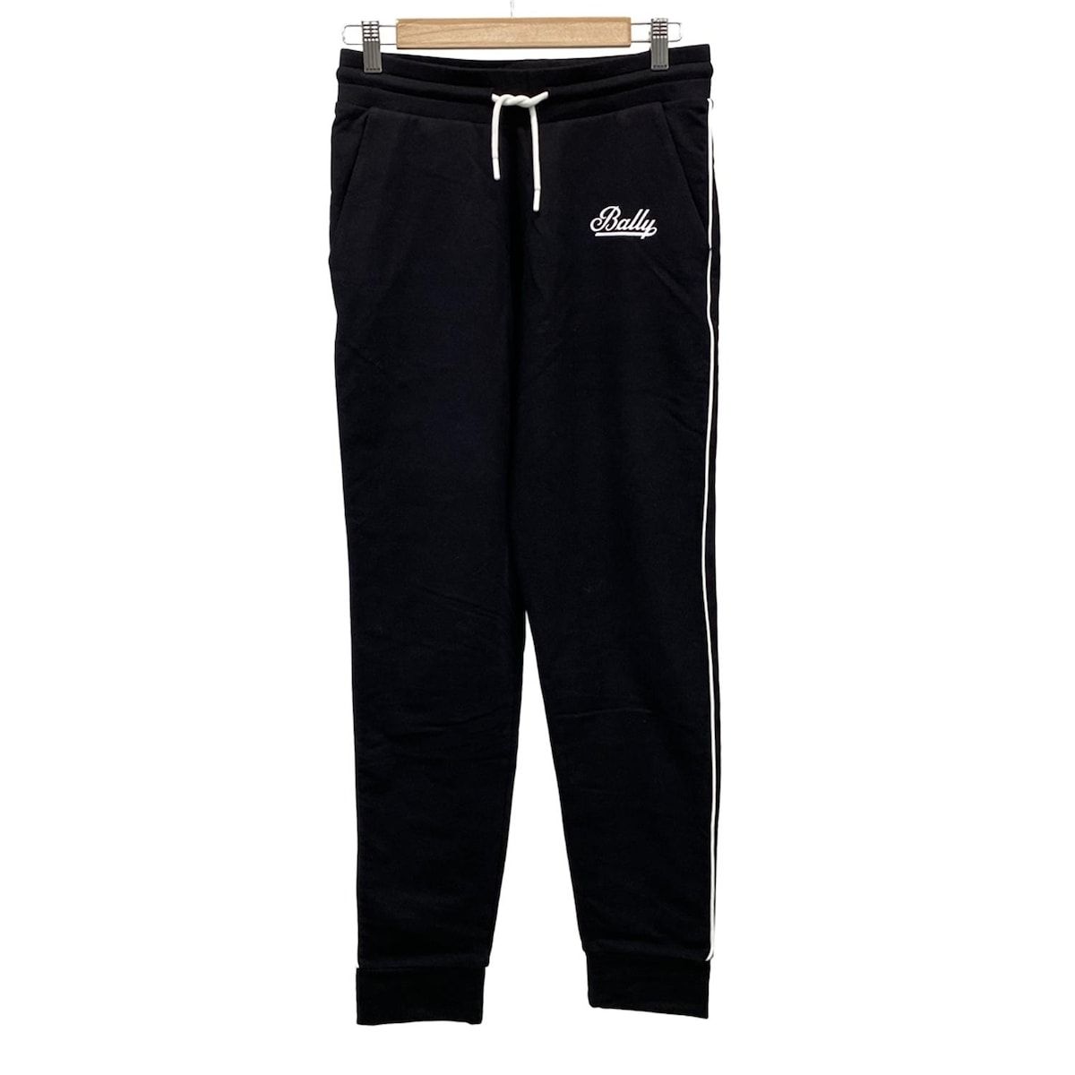 BALLY バリー パンツ サイズXS レディース - 黒×白 フルレングス ウエストゴム サイドライン