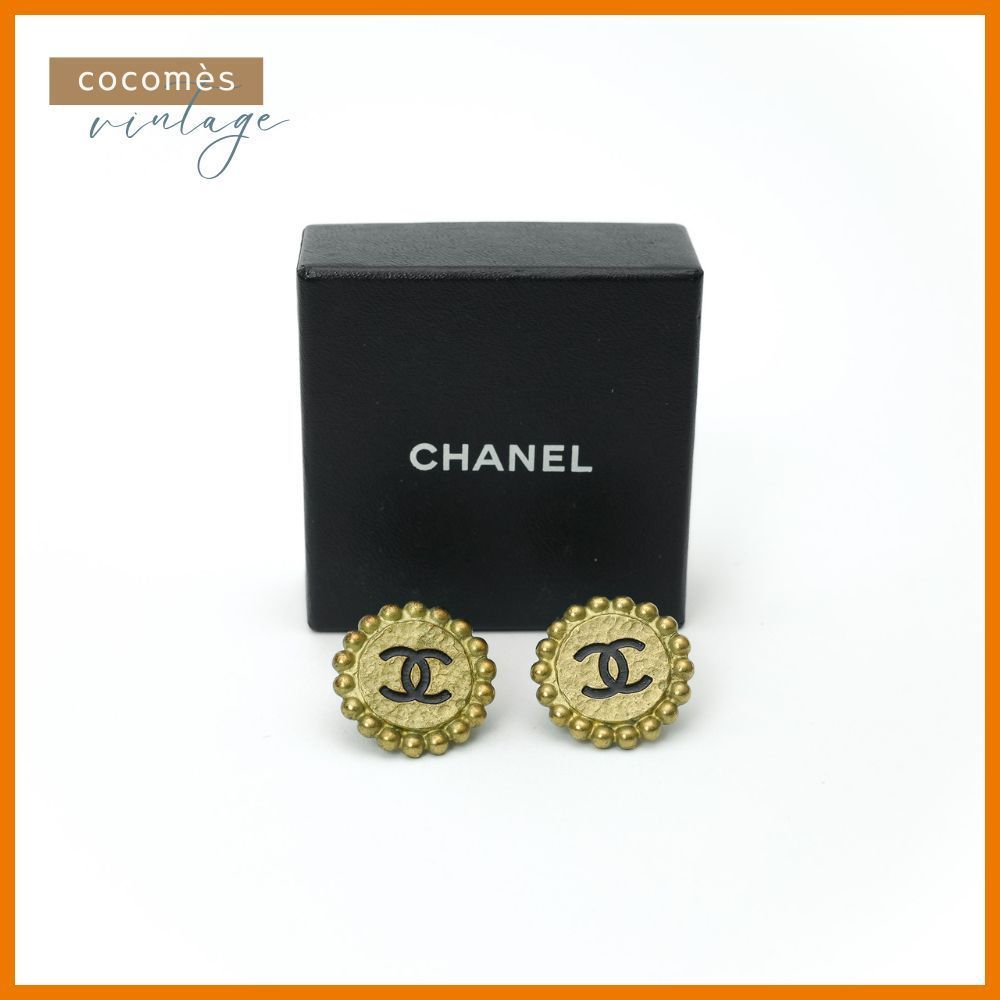 CHANEL シャネル イヤリング ココマーク ゴールド ブラック