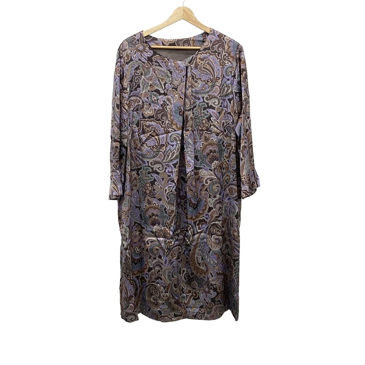 Leilian レリアン ワンピース サイズ17 XL レディース - ライトパープル×ダークブラウン×マルチ