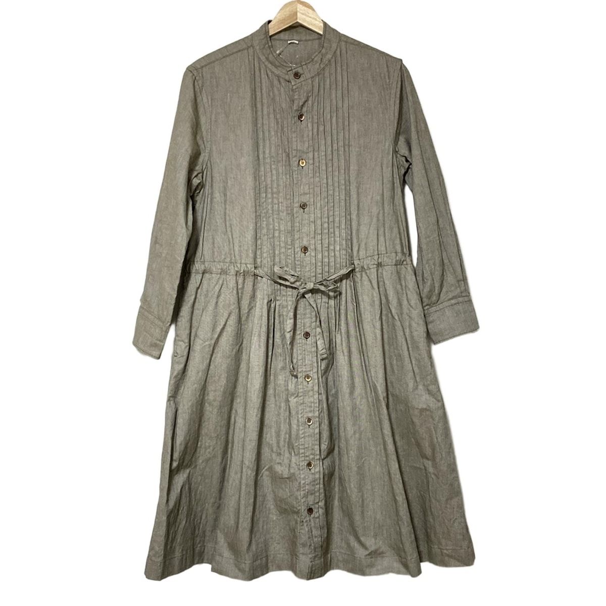 45 R フォーティーファイブ アール ワンピース レディース カーキ 長袖 ロング プリーツ